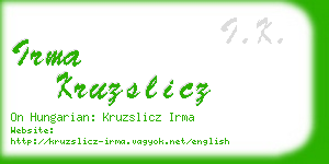 irma kruzslicz business card